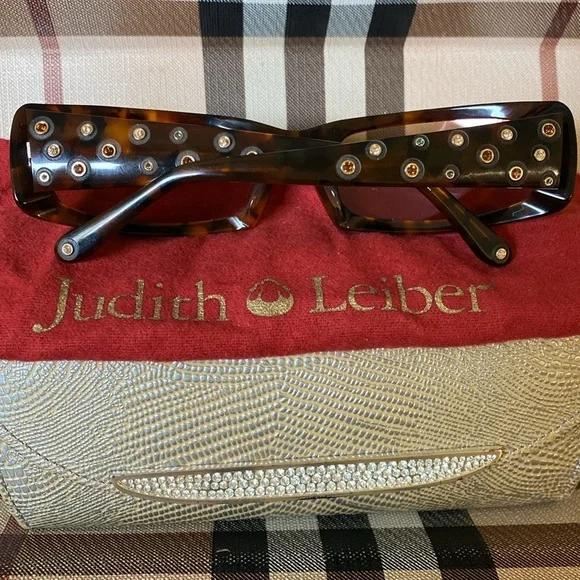 Judith Lieber Handmade in Italy Tortoise Crystal Encrusted Sunglasses